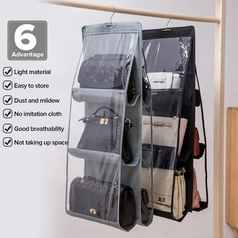 6 Pockets Dust-Proof Space Saving Hand Bags Organizer