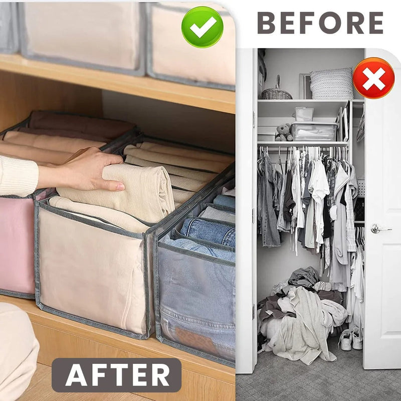 7 Grids Transparent Wardrobe Organizer For Multiple Items