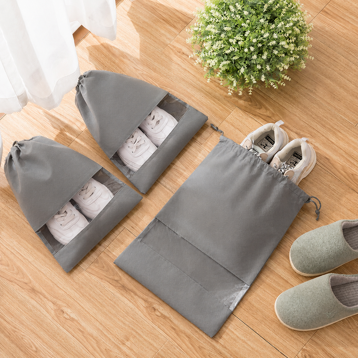 Non-Woven Dustproof Drawstring Bag / Travel Shoe Storage Pouches